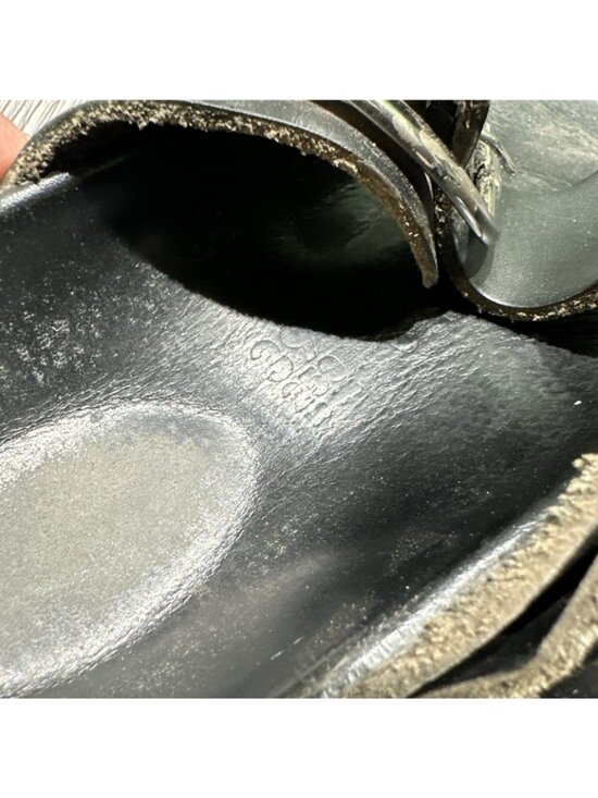 Women’s Birkenstock Gizeh Big Buckle Black Leather Thong Sandal Size 8 EU 39